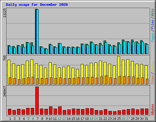 Daily usage for December 2020
