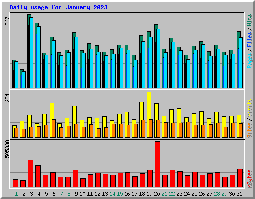 Daily usage for January 2023