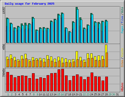 Daily usage for February 2025