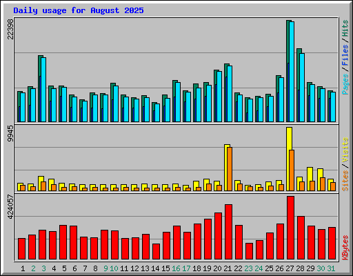 Daily usage for August 2025